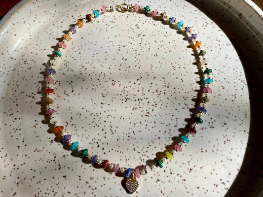Little Love - Heishi Gemstone and Pearl Necklace