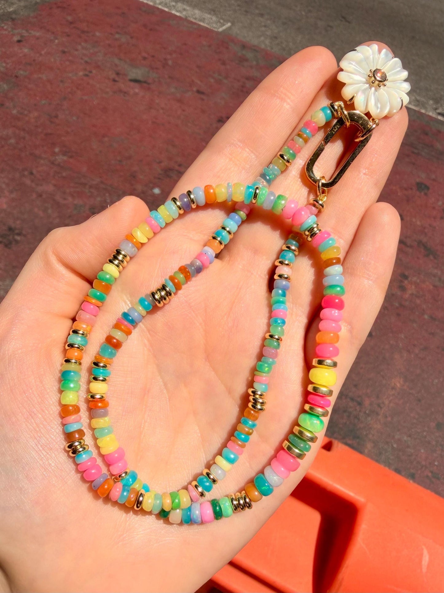 It Girl Royal Strand - Rainbow Opal Statement Strand with 14K Gold Filled Discs