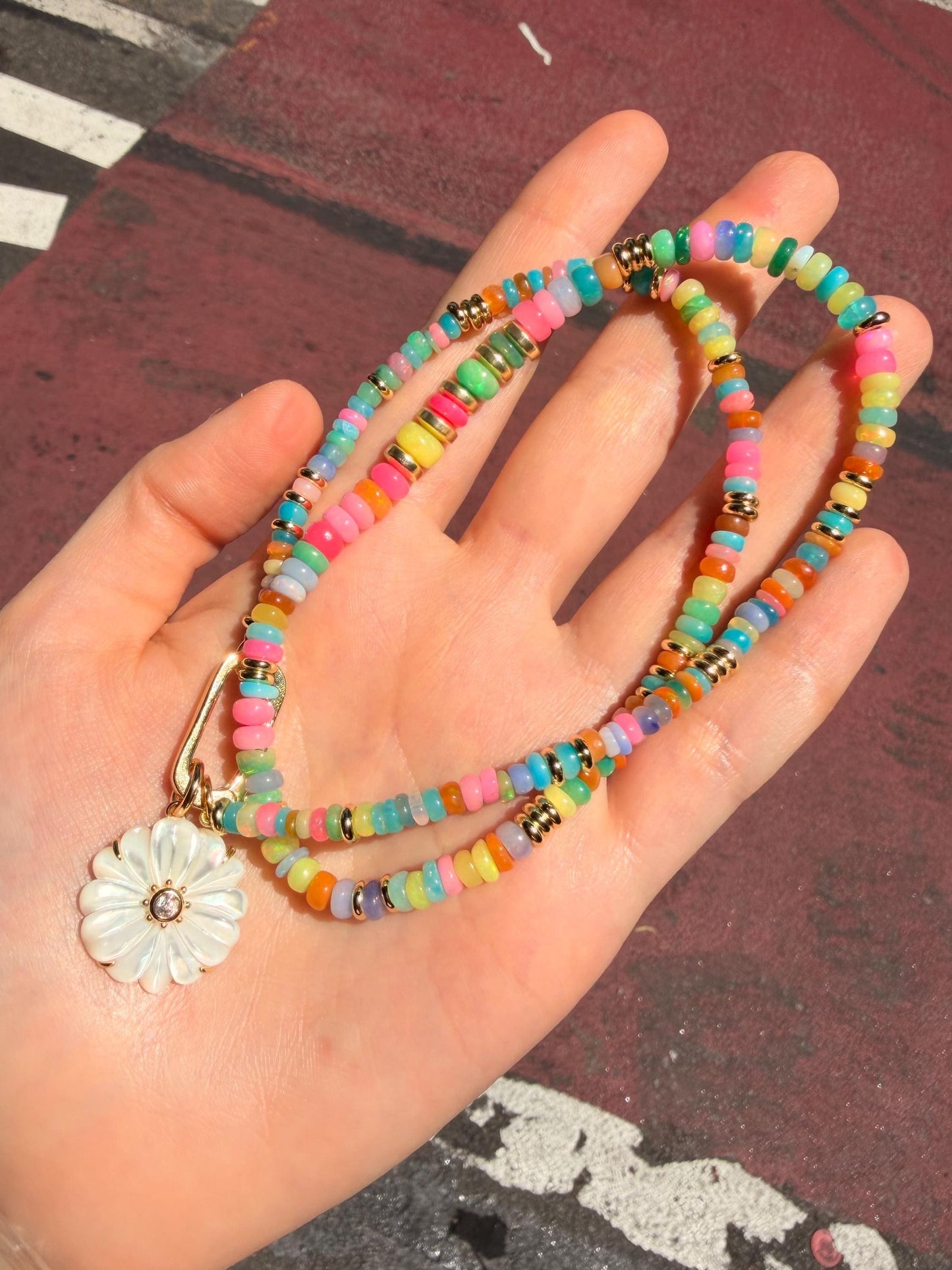 It Girl Royal Strand - Rainbow Opal Statement Strand with 14K Gold Filled Discs