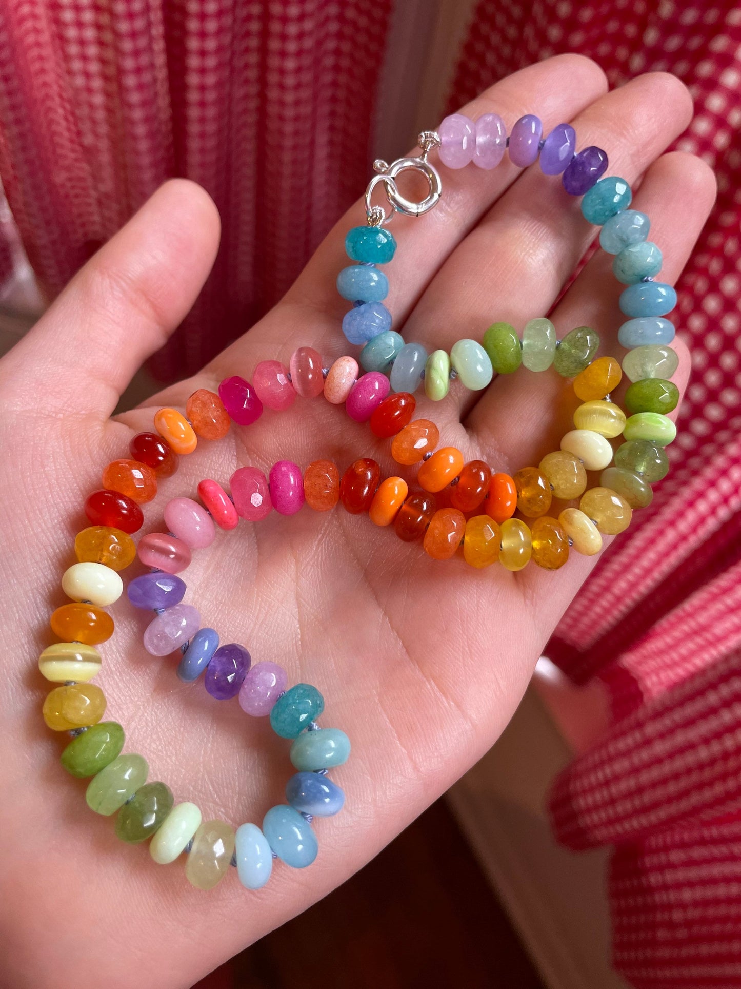 Fruit Loops Hand-Knotted Mini Rainbow Gemstone Candy Necklace