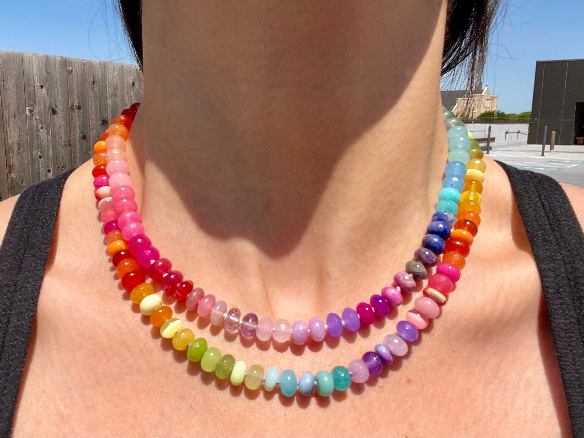 Fruit Loops Hand-Knotted Mini Rainbow Gemstone Candy Necklace