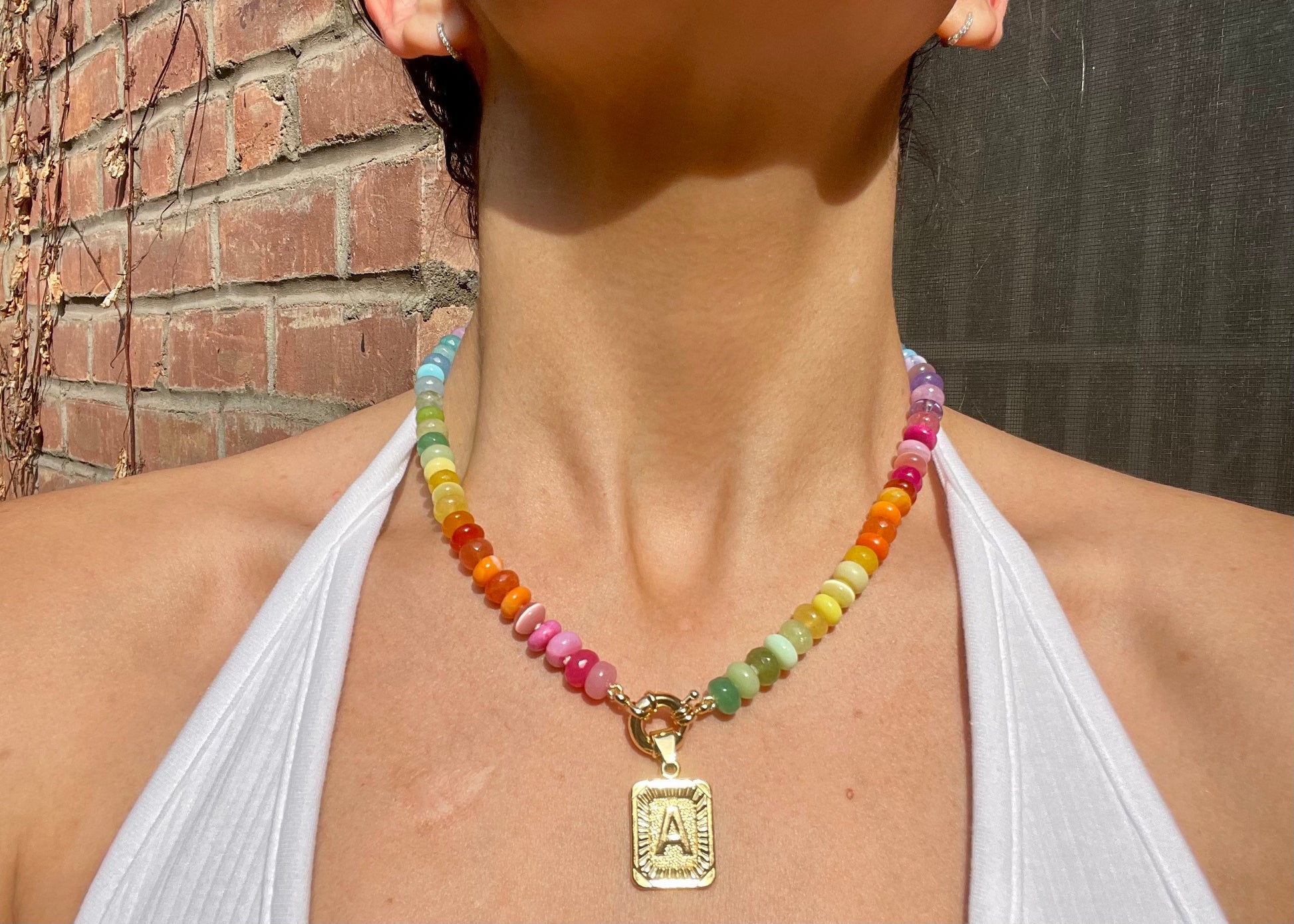 Fruit Loops Hand-Knotted Mini Rainbow Gemstone Candy Necklace