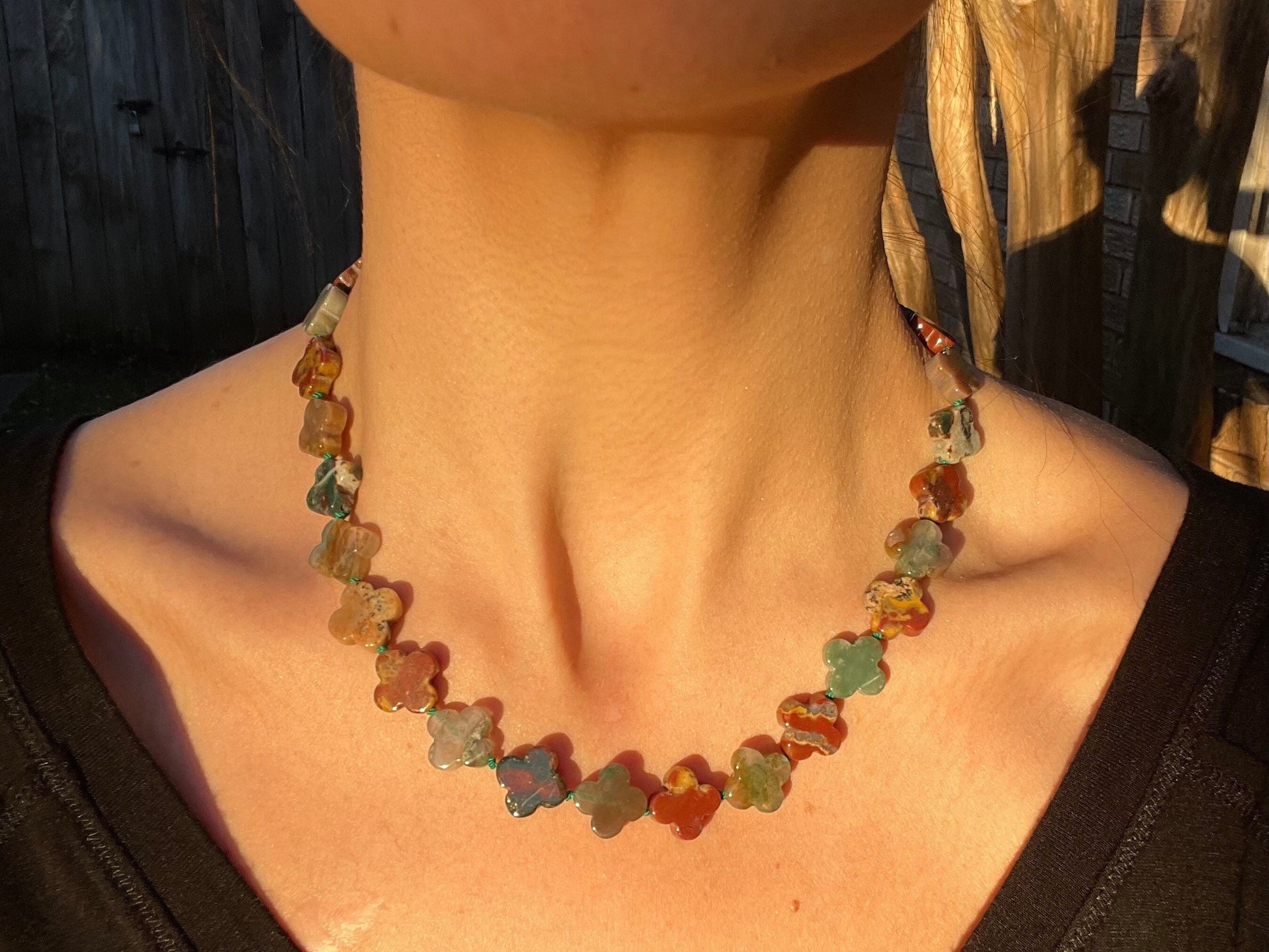 Crimson & Clover - Jasper 4 Leaf Clover Necklace