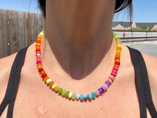 Fruit Loops Hand-Knotted Mini Rainbow Gemstone Candy Necklace