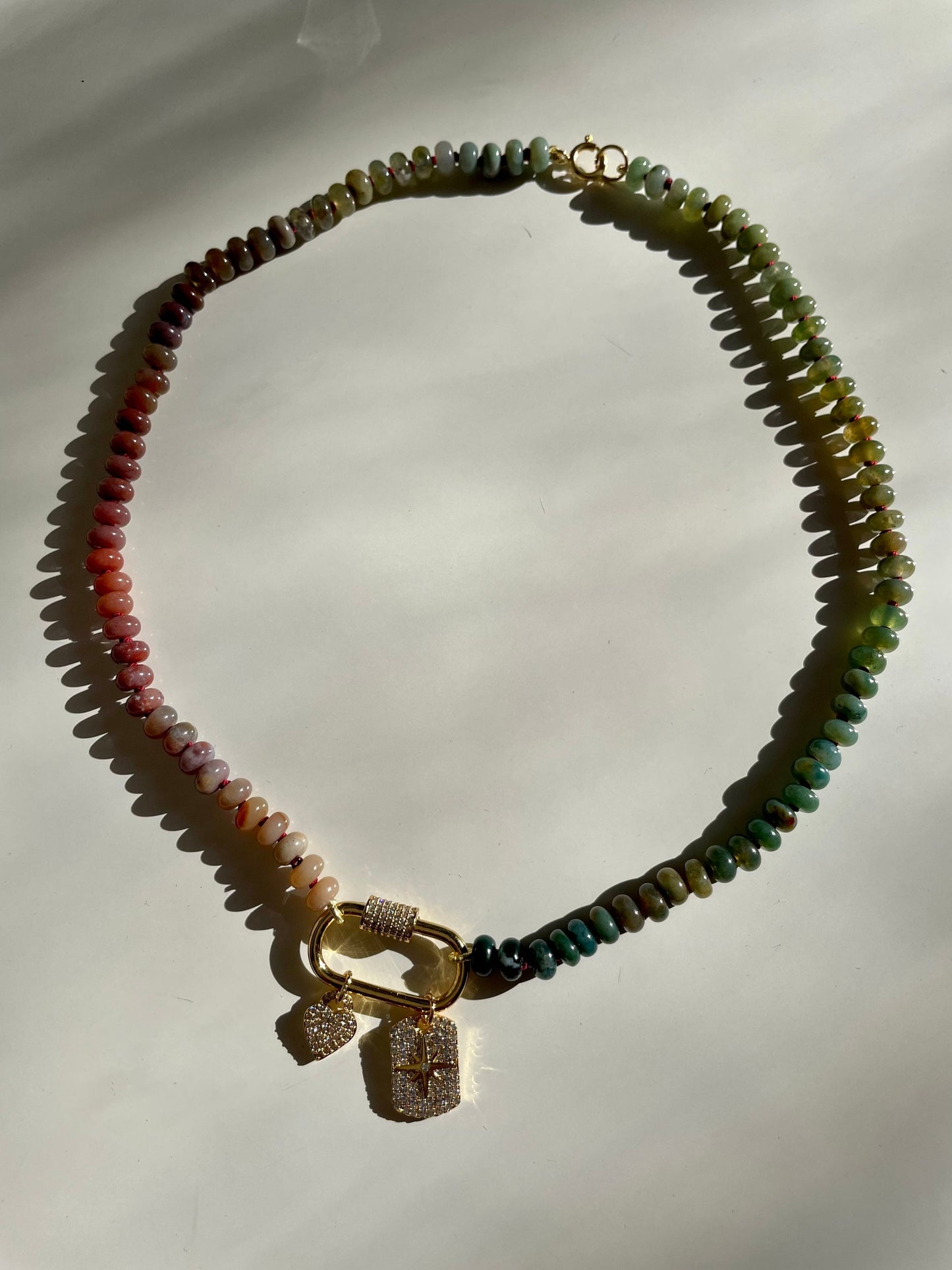 The Land Before Time Jr. - Ombré Jasper Gemstone Necklace w/ 14K GF Carabiner