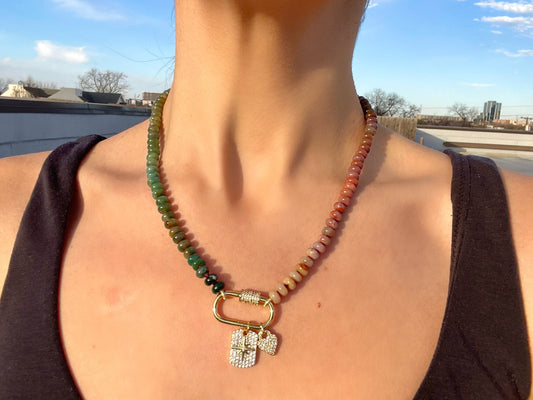 The Land Before Time Jr. - Ombré Jasper Gemstone Necklace w/ 14K GF Carabiner