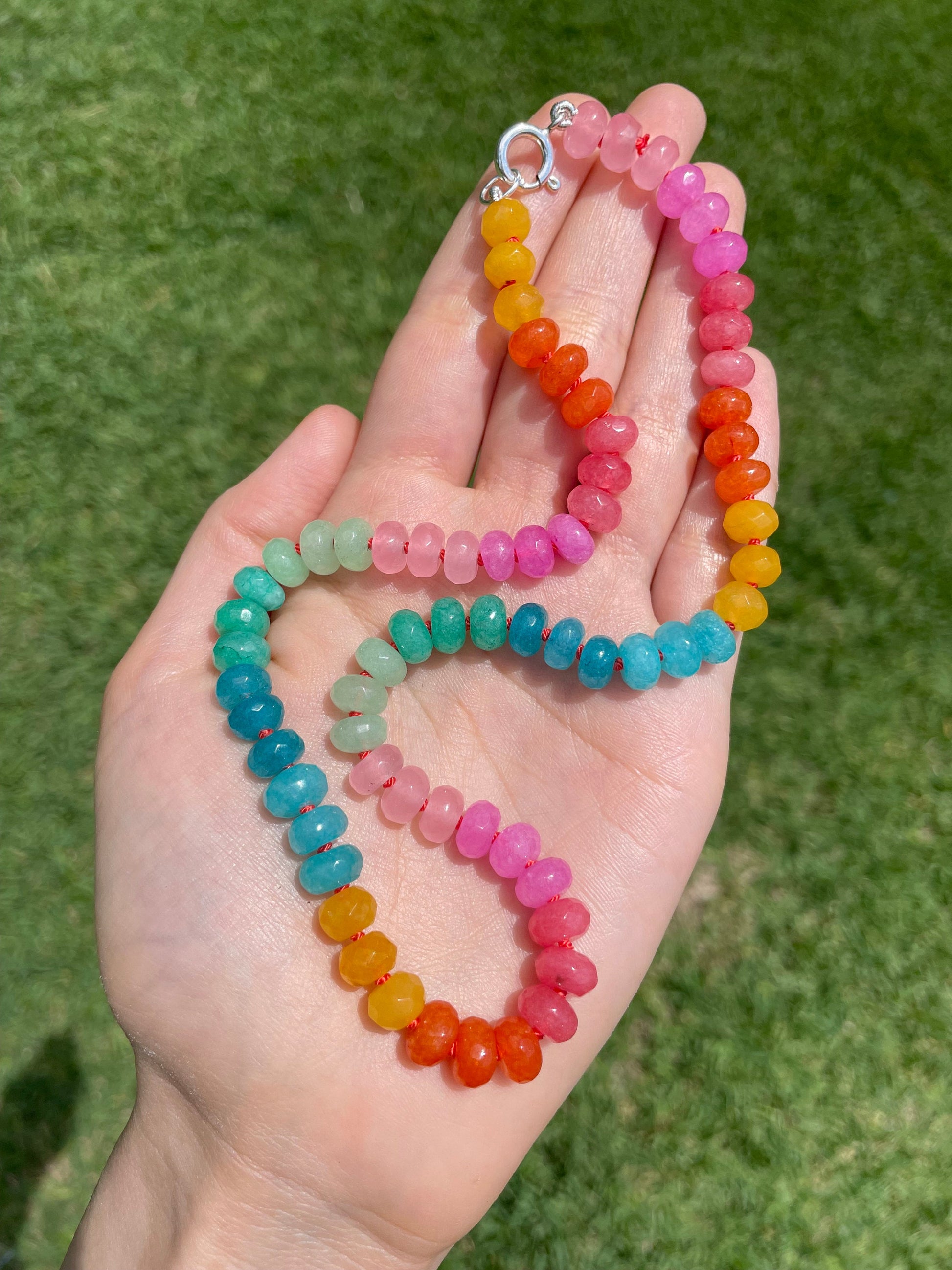 Fruity Pebbles | Hand-Knotted Rainbow Gemstone Candy Necklace