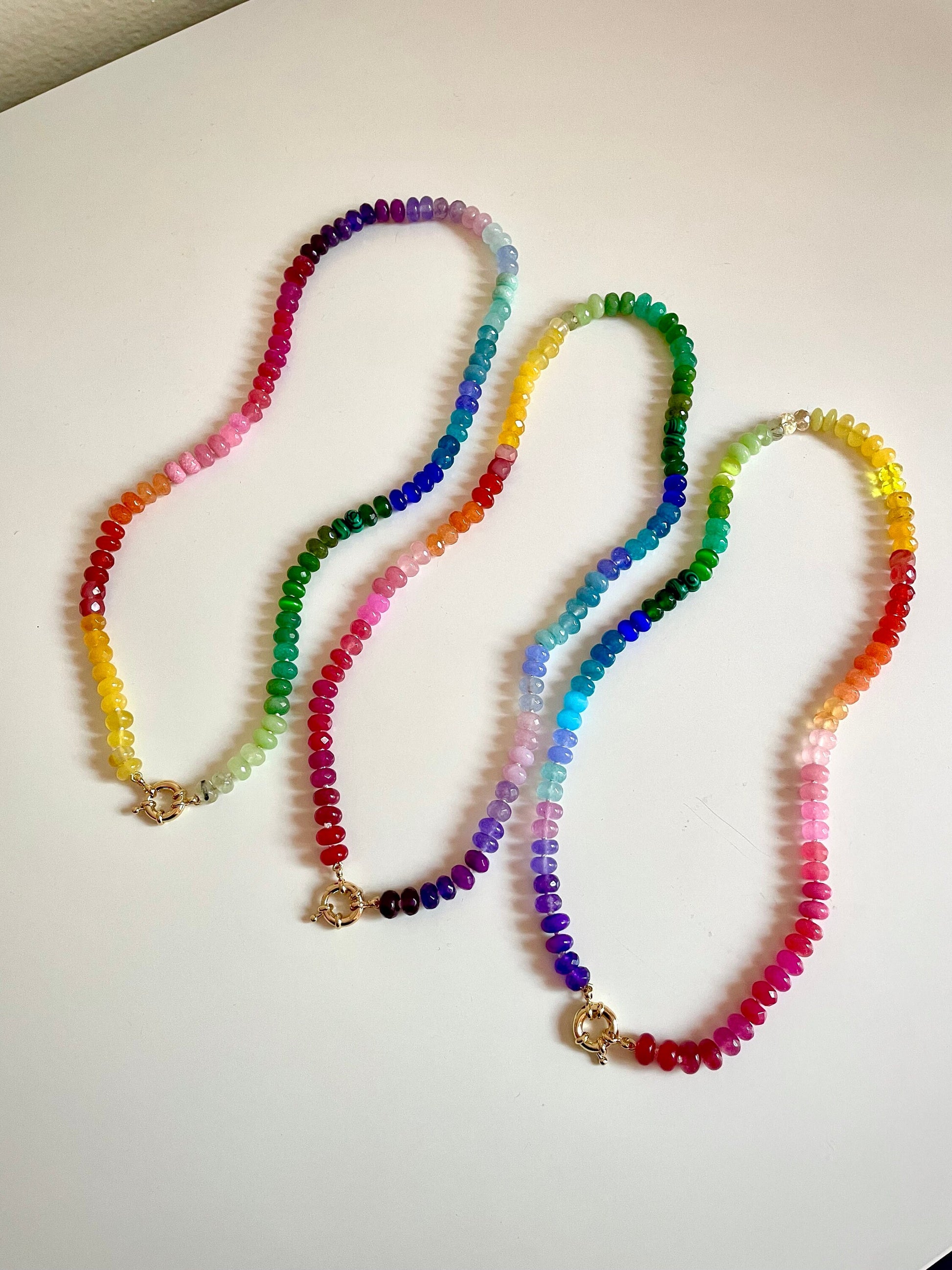King Size Skittles - Rainbow Gemstone Candy Necklace with Enhancer Clasp