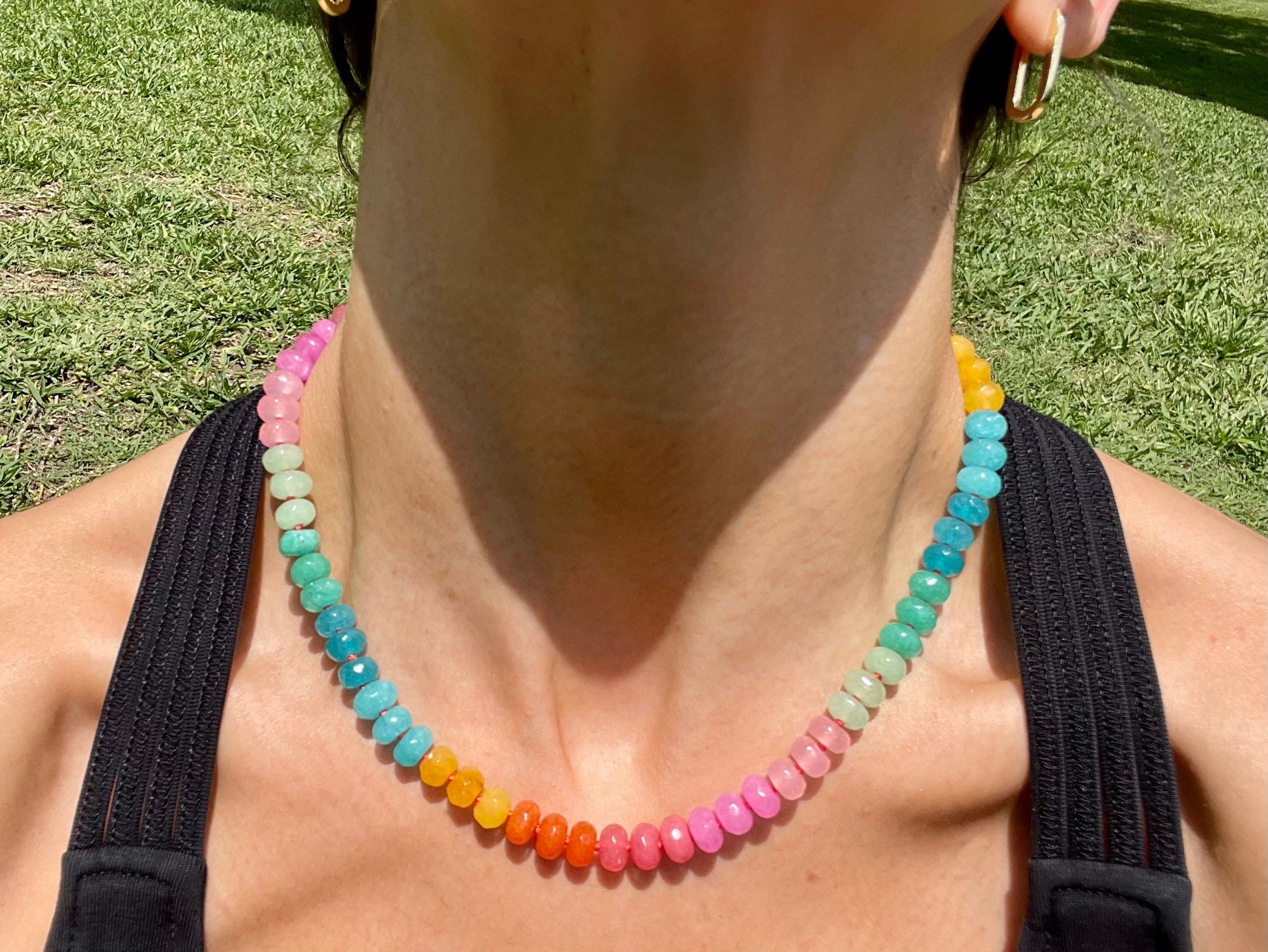 Fruity Pebbles | Hand-Knotted Rainbow Gemstone Candy Necklace