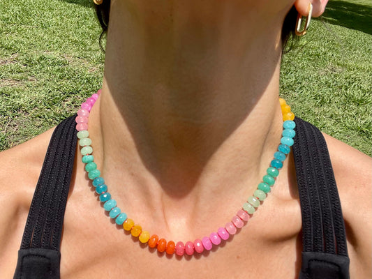 Fruity Pebbles | Hand-Knotted Rainbow Gemstone Candy Necklace