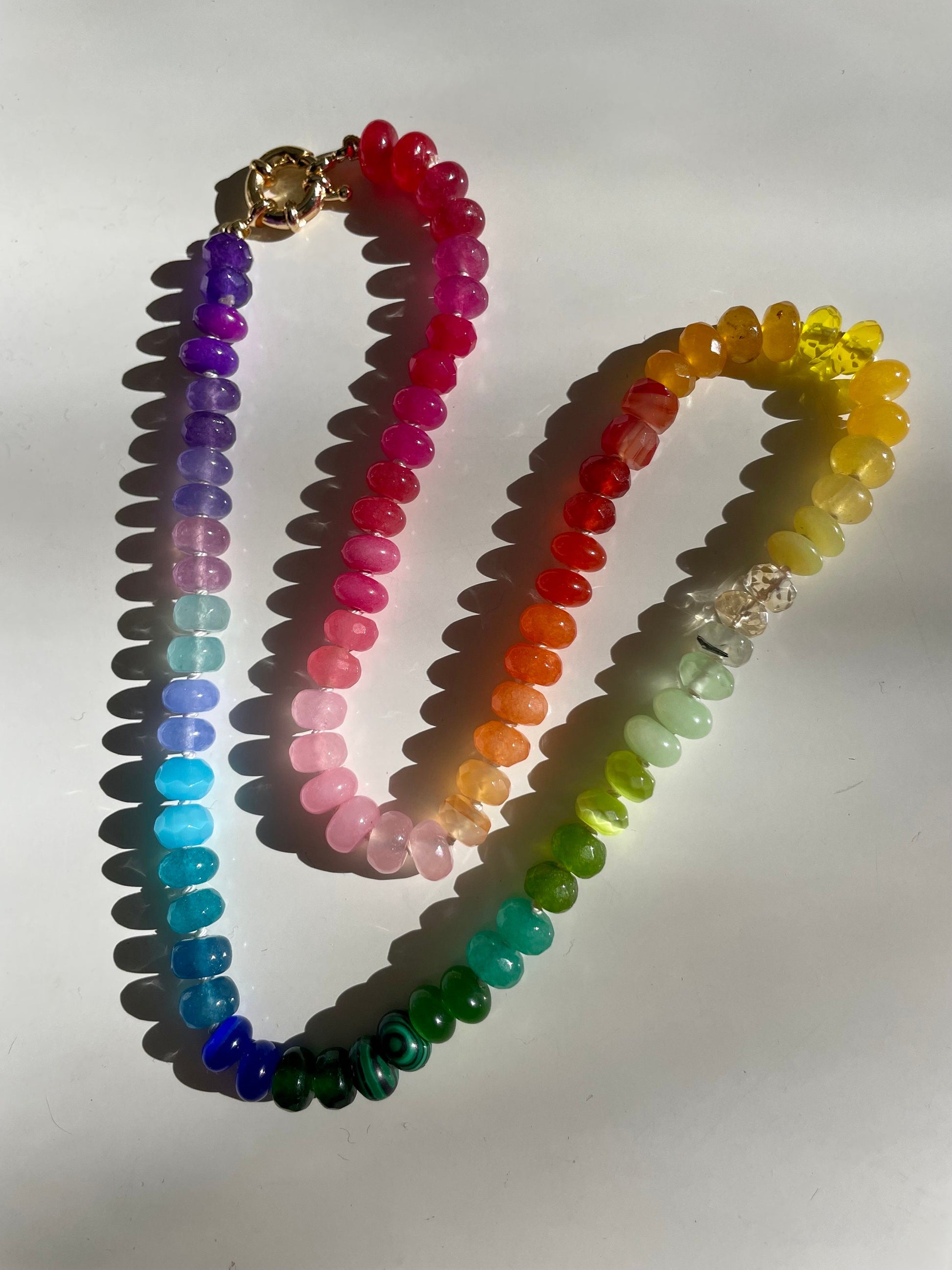 King Size Skittles - Rainbow Gemstone Candy Necklace with Enhancer Clasp