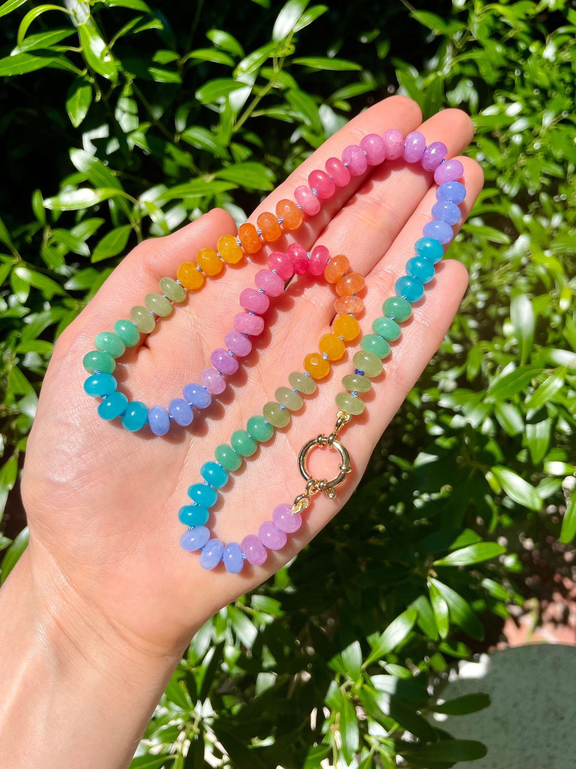 Mrs. Frizzle’s Fave - Rainbow Colorblocked Gemstone Candy Necklace