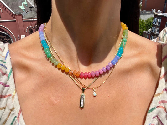 Mrs. Frizzle’s Fave - Rainbow Colorblocked Gemstone Candy Necklace