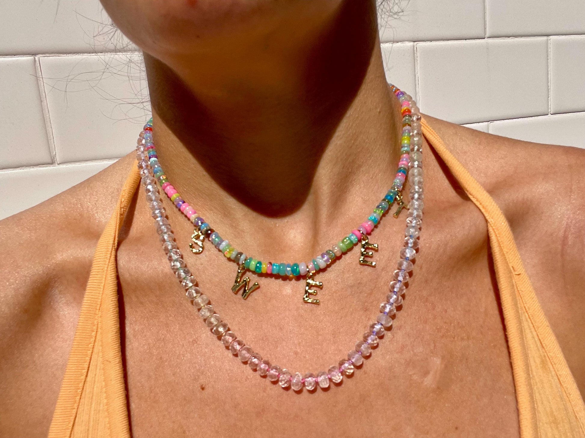 Personalized Lite Brite - Rainbow Opal Choker