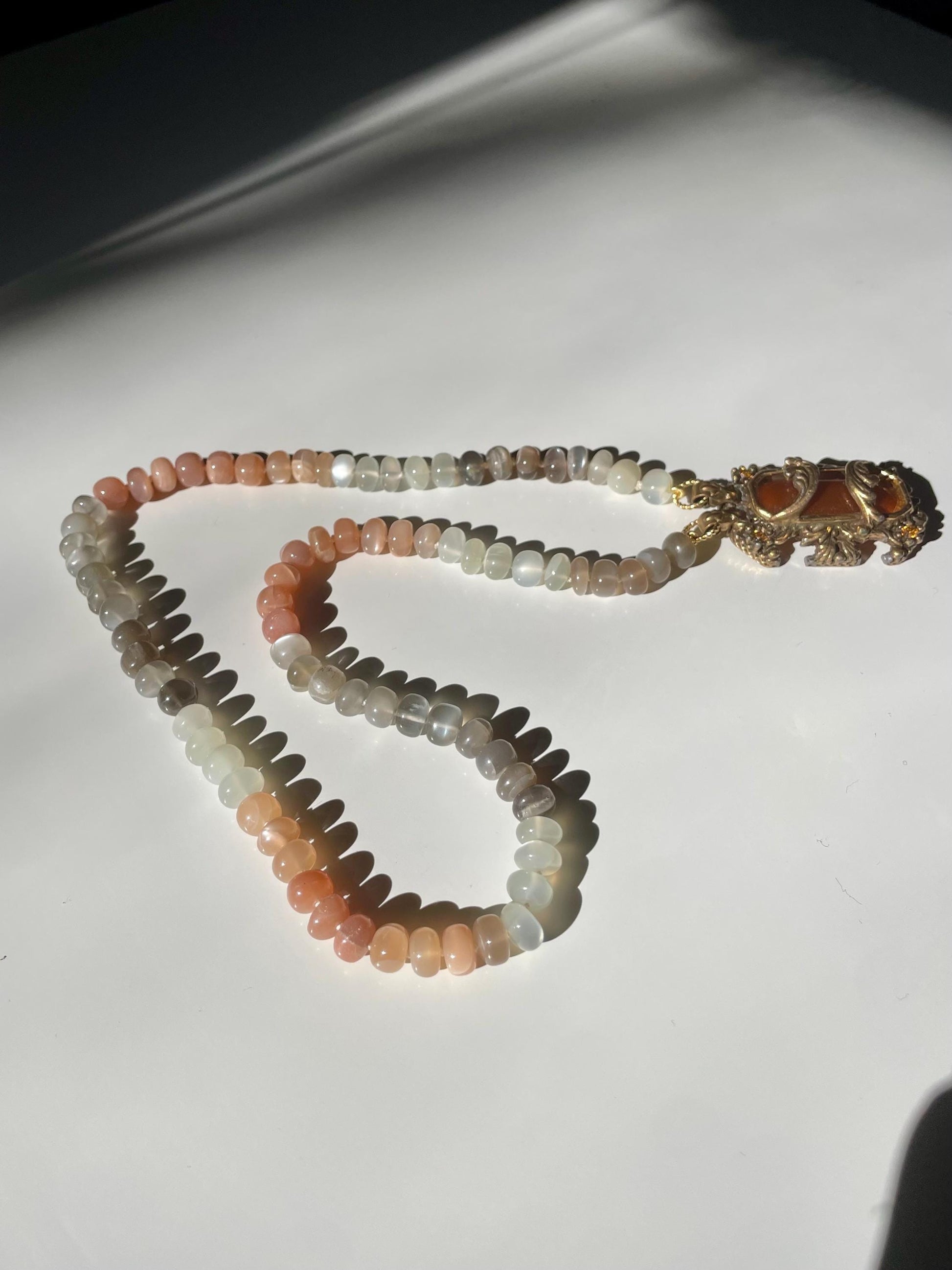 Peach Moonboots - Moonstone Gemstone Candy Necklace