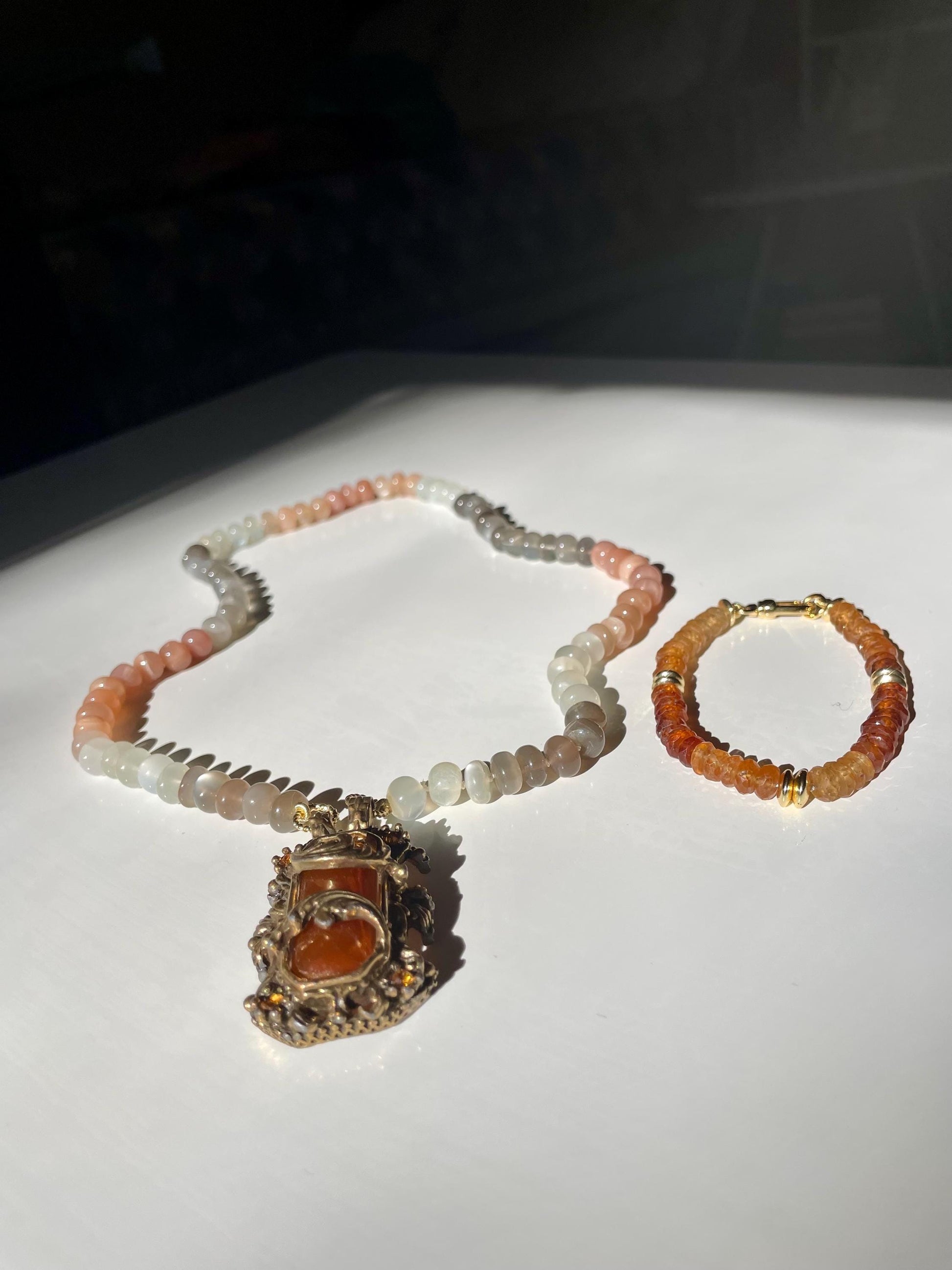 Peach Moonboots - Moonstone Gemstone Candy Necklace