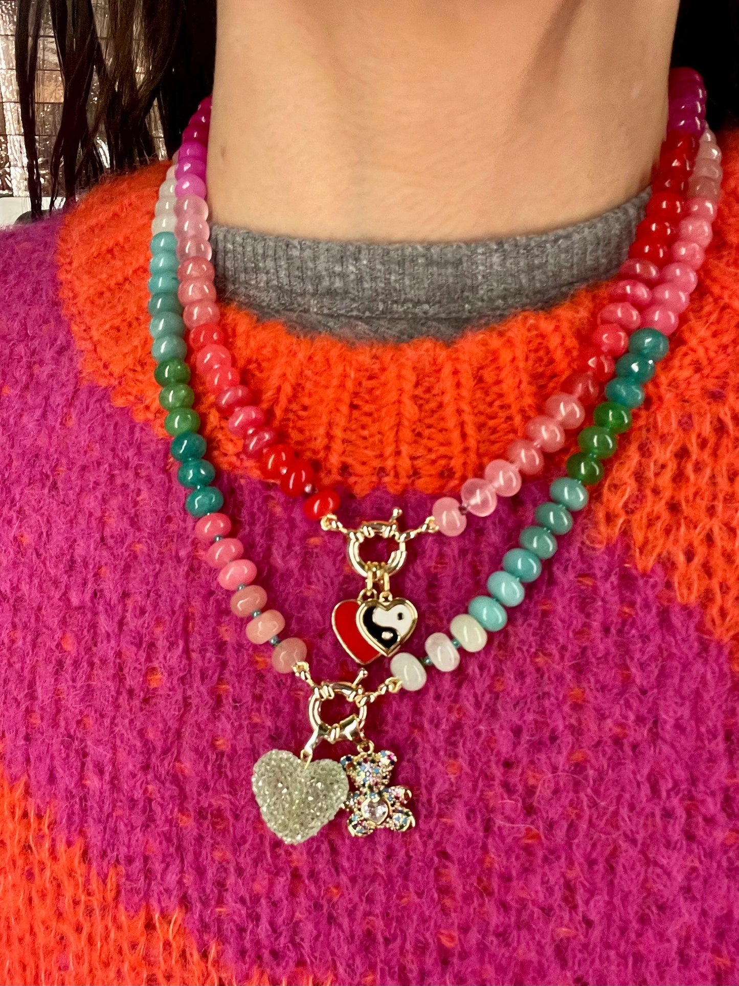 Wicked Love - Gemstone Candy Neckace with 14K GF Enhancer Clasp