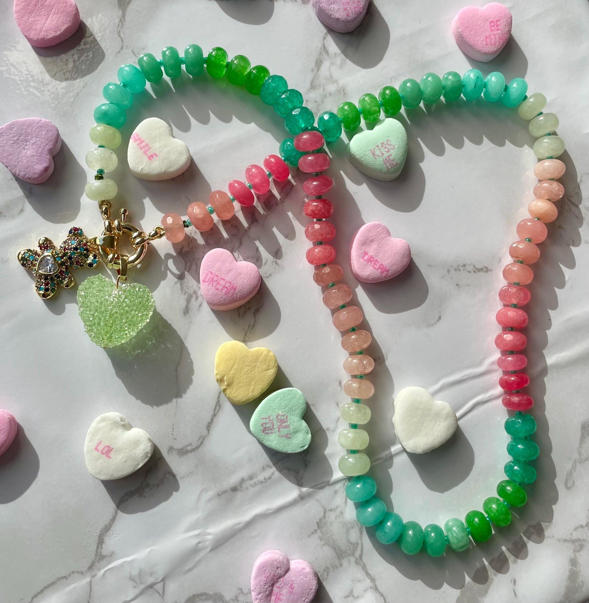 Wicked Love - Gemstone Candy Neckace with 14K GF Enhancer Clasp