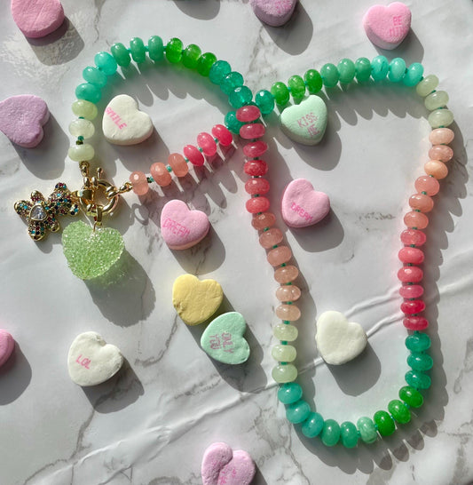 Wicked Love - Gemstone Candy Neckace with 14K GF Enhancer Clasp
