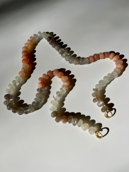 Peach Moonboots - Moonstone Gemstone Candy Necklace