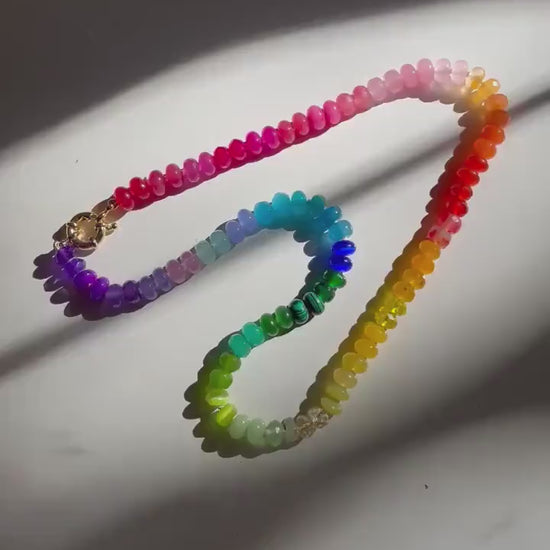 King Size Skittles - Rainbow Gemstone Candy Necklace with Enhancer Clasp
