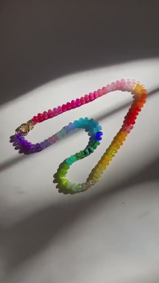King Size Skittles - Rainbow Gemstone Candy Necklace with Enhancer Clasp