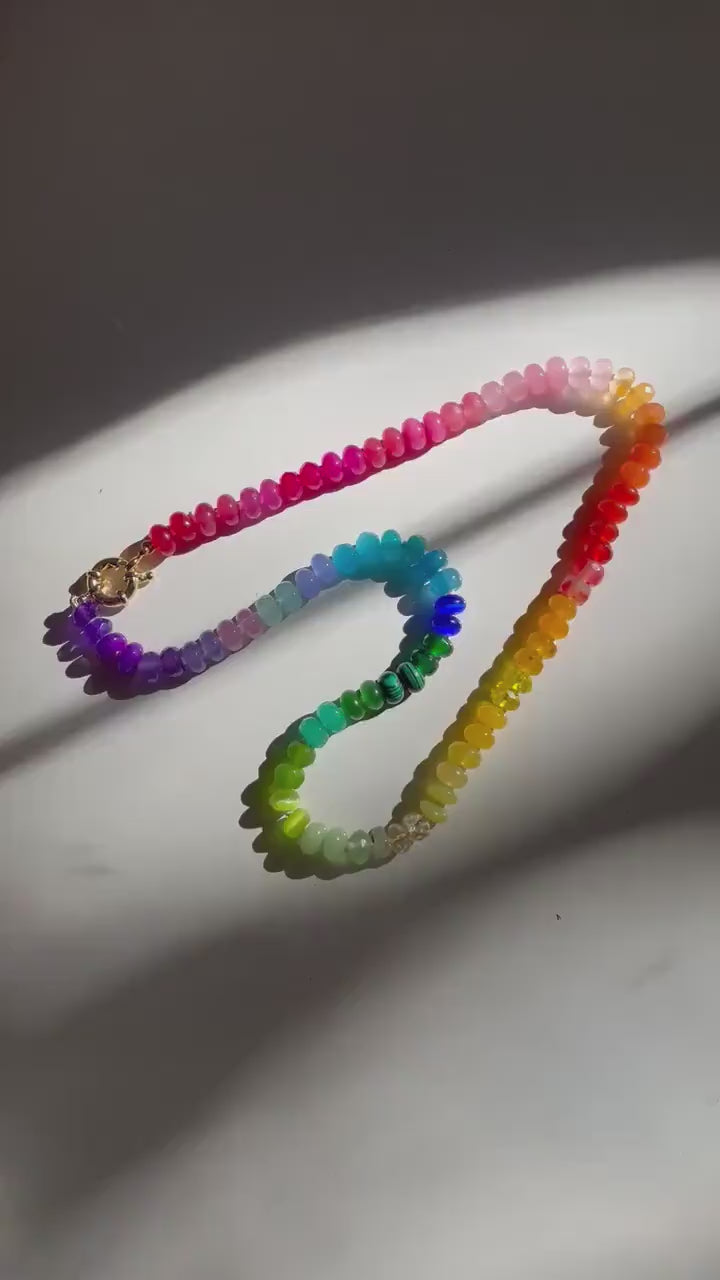 King Size Skittles - Rainbow Gemstone Candy Necklace with Enhancer Clasp