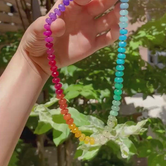 Sno Cone - Rainbow Colorblocked Gemstone Candy Necklace
