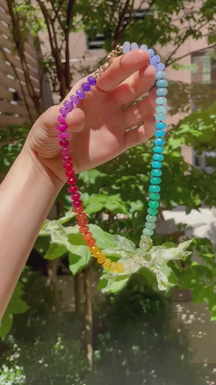 Sno Cone - Rainbow Colorblocked Gemstone Candy Necklace