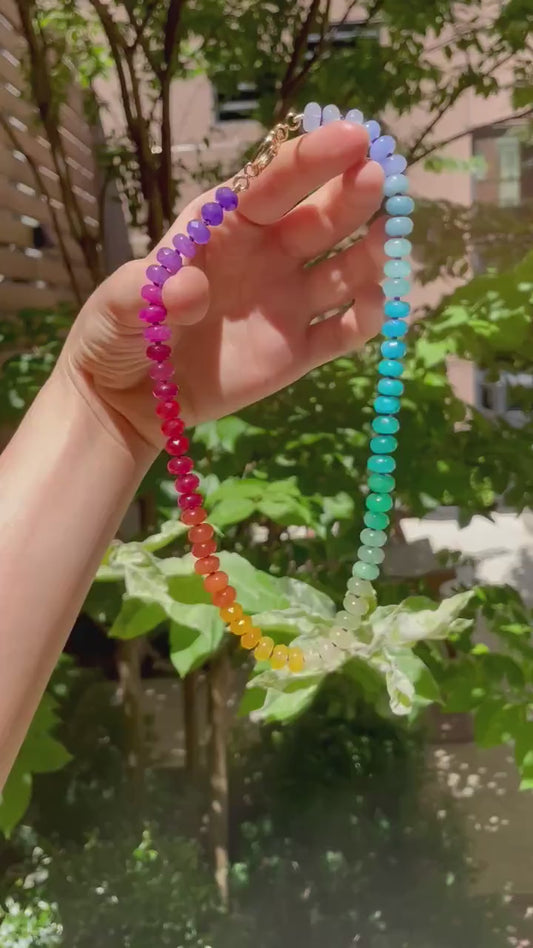 Sno Cone - Rainbow Colorblocked Gemstone Candy Necklace