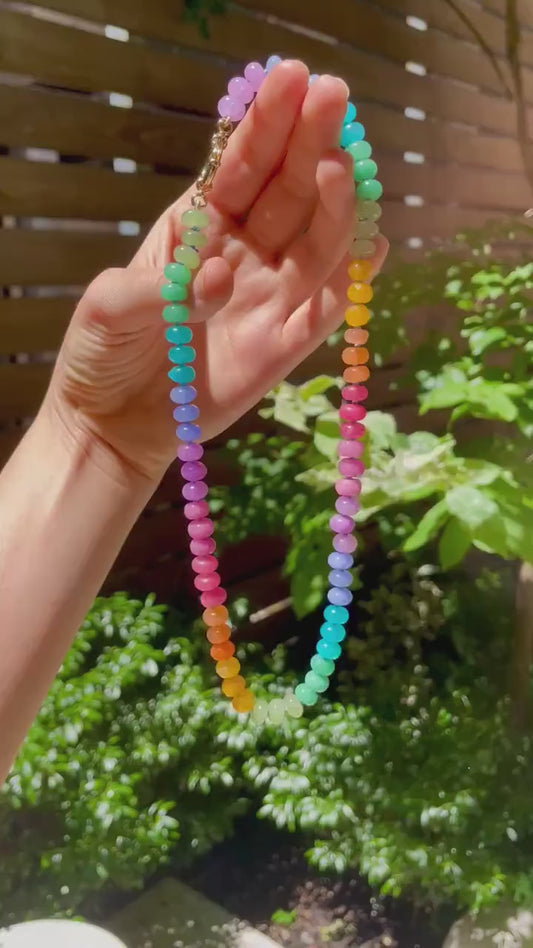 Mrs. Frizzle’s Fave - Rainbow Colorblocked Gemstone Candy Necklace