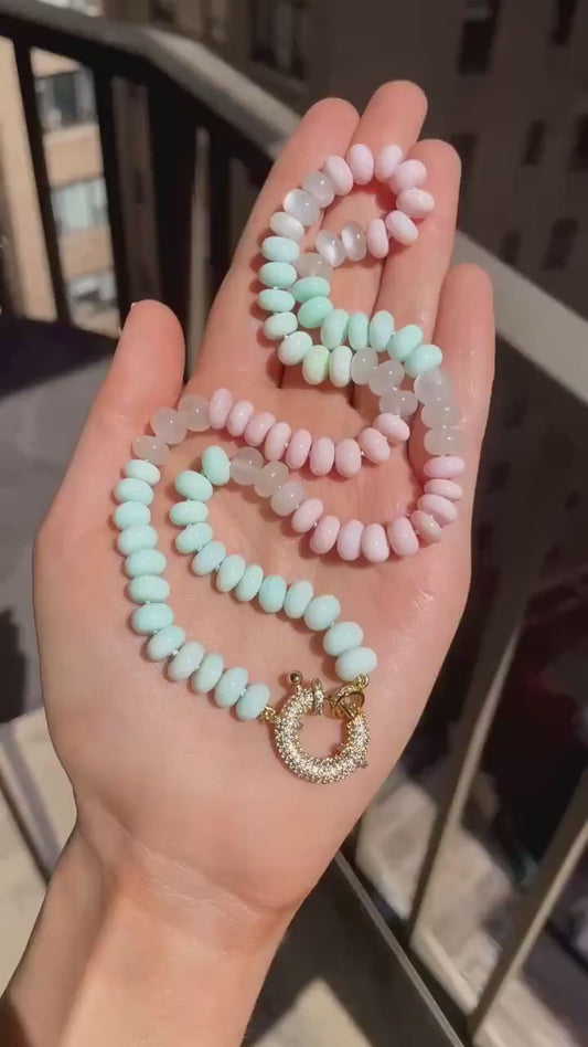 Cotton Candy Skies 2 Opal & Moonstone Candy Necklace with Jumbo Crystal Enhancer